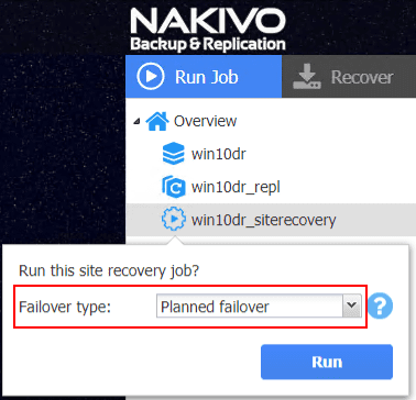 Selecting-the-failover-type-for-the-site-recovery-job