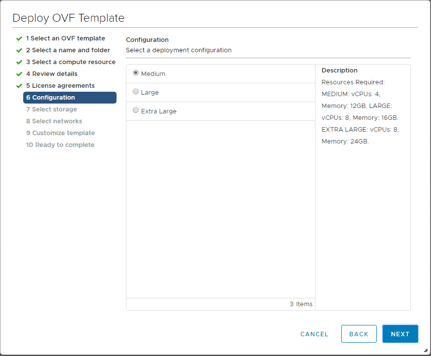 Set-the-configuration-size-for-the-vRNI-proxy-appliance