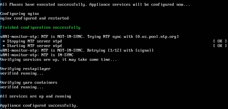 The-console-configuration-of-the-vRNI-4.0-platform-appliance-completes-successfully