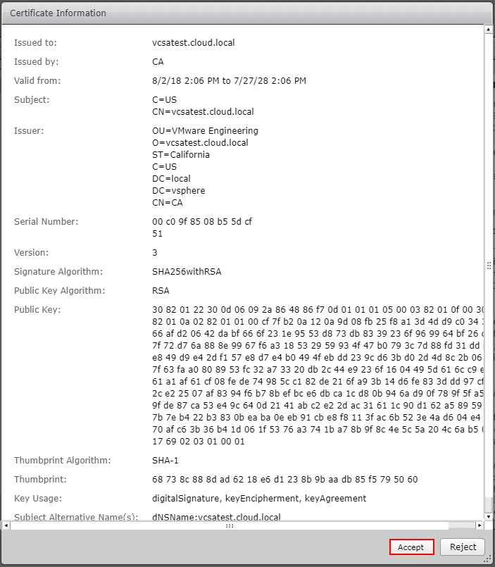 Viewing-the-certificate-information-on-the-vCenter-Server-and-Accepting-the-self-signed-certificate-on-the-Horizon-7.7-Connection-Server