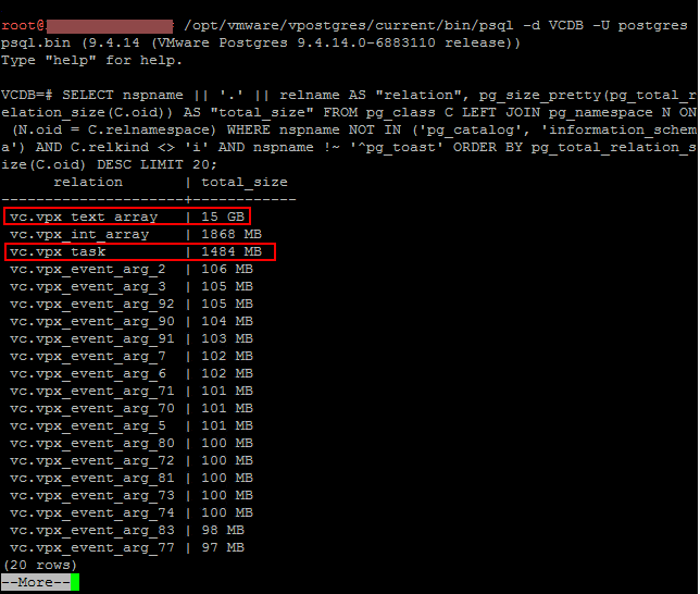 Listing-out-the-top-20-tables-in-the-Postgres-VCDB-by-size