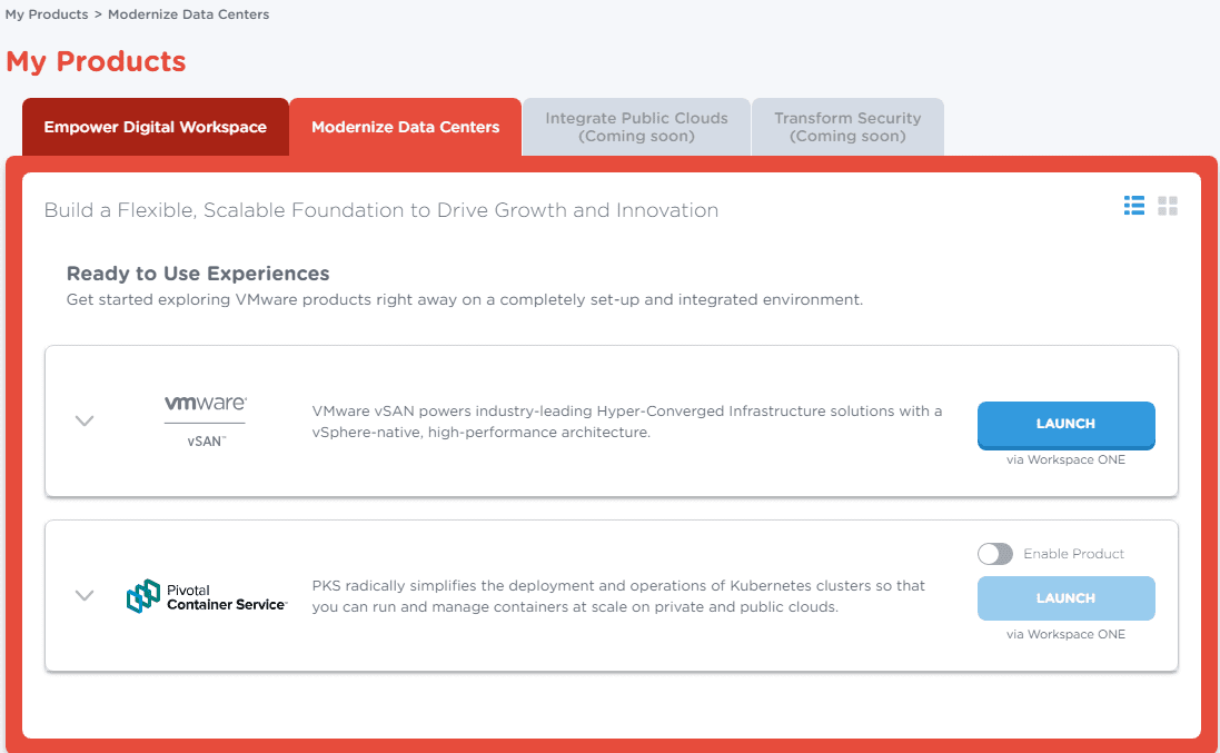 Modernize-Datacenters-technologies-tab-showing-what-is-available