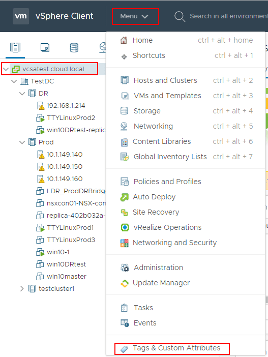 Navigating-to-tags-and-custom-attributes-in-vSphere-client-to-create-new-tags