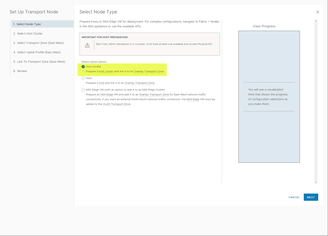 Choosing-the-host-cluster-in-the-node-type-to-add-the-NSX-T-2.4-transport-nodes