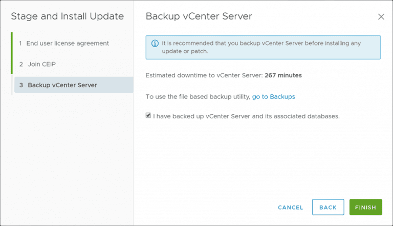 Upgrade to VMware vSphere vCenter VCSA 6.7 Update 2 with VAMI ...