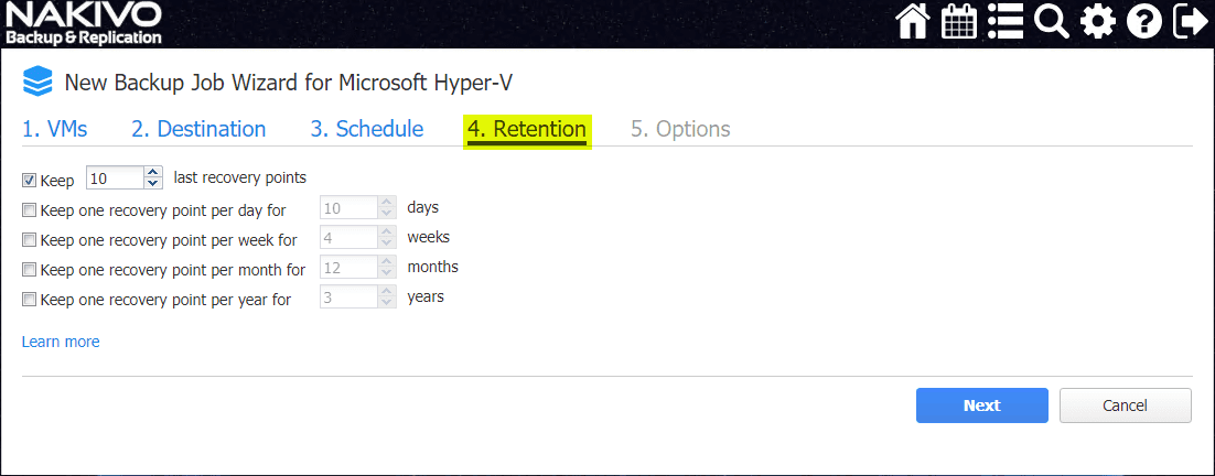 Choose-the-Retention-settings-for-the-Hyper-V-cluster-VM-backup-job