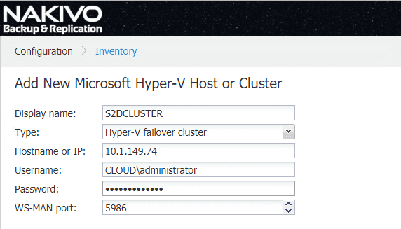 Enter-the-Hyper-V-Cluster-connection-details-to-add-the-Cluster-to-NAKIVO-inventory