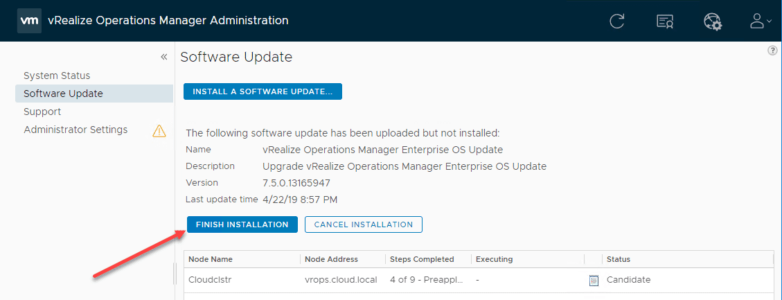 Restarting-the-installation-if-authentication-times-out-for-VMware-vRealize-Operations-Manager-7.5-upgrade