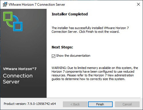 Installation-of-Horizon-7.9-Connection-Server-completes-successfully