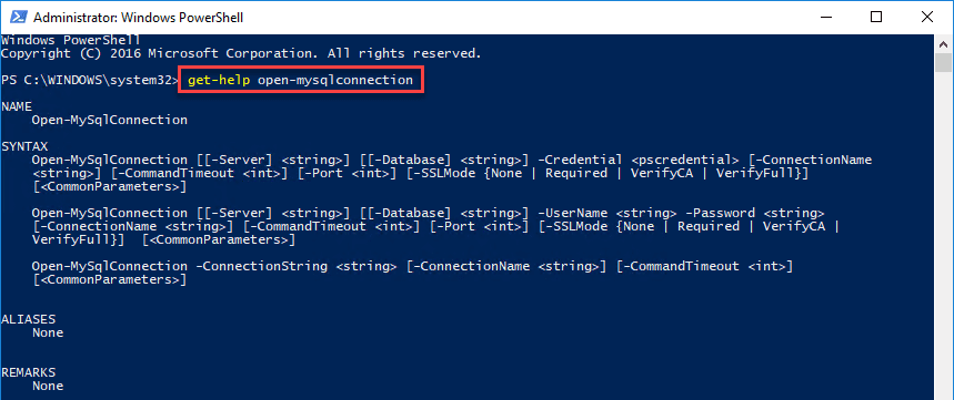 Opening-a-connection-to-MySQL-with-PowerShell-with-the-Open-MySQLConnection-cmdlet
