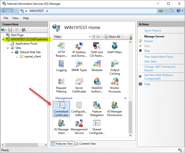 Launching-centralized-certificates-in-Windows-Server-2019-IIS