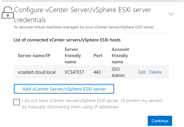 vCenter-Server-connection-added-to-Azure-Site-Recovery-Configuration-Server-ready-to-continue