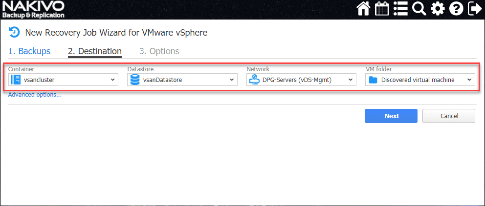 Configure-the-Destination-settings-for-the-VM-restore