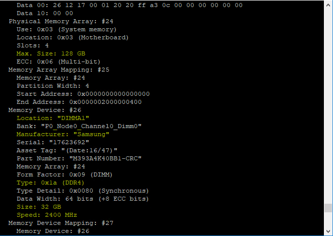 vmware esxi 6 show memory modules cli