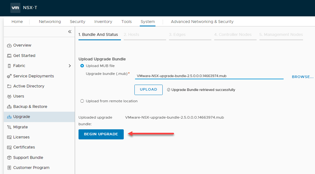 The-NSX-T-upgrade-file-has-been-uploaded-choose-to-Begin-Upgrade