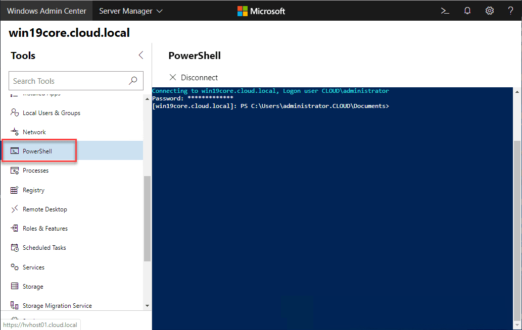 Using-PowerShell-Remoting-for-Windows-Server-Core-in-Windows-Admin-Center