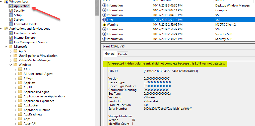 Windows-Event-Log-error-noting-the-VSS-failure-coinciding-with-the-Quiesced-snapshot-failure