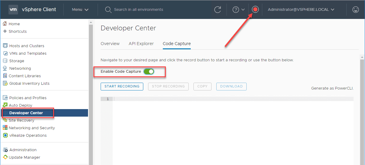Activating-the-code-capture-feature-in-vSphere-Client-6.7