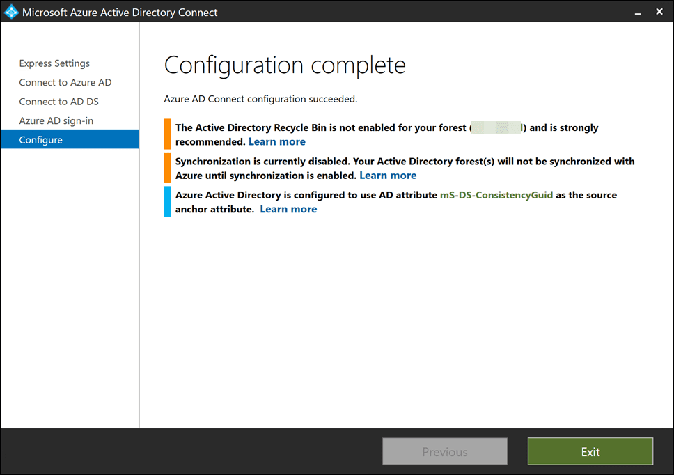 Configuration-of-Azure-AD-Connect-completed