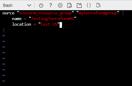 Editing-the-Terraform-test-file-for-Azure