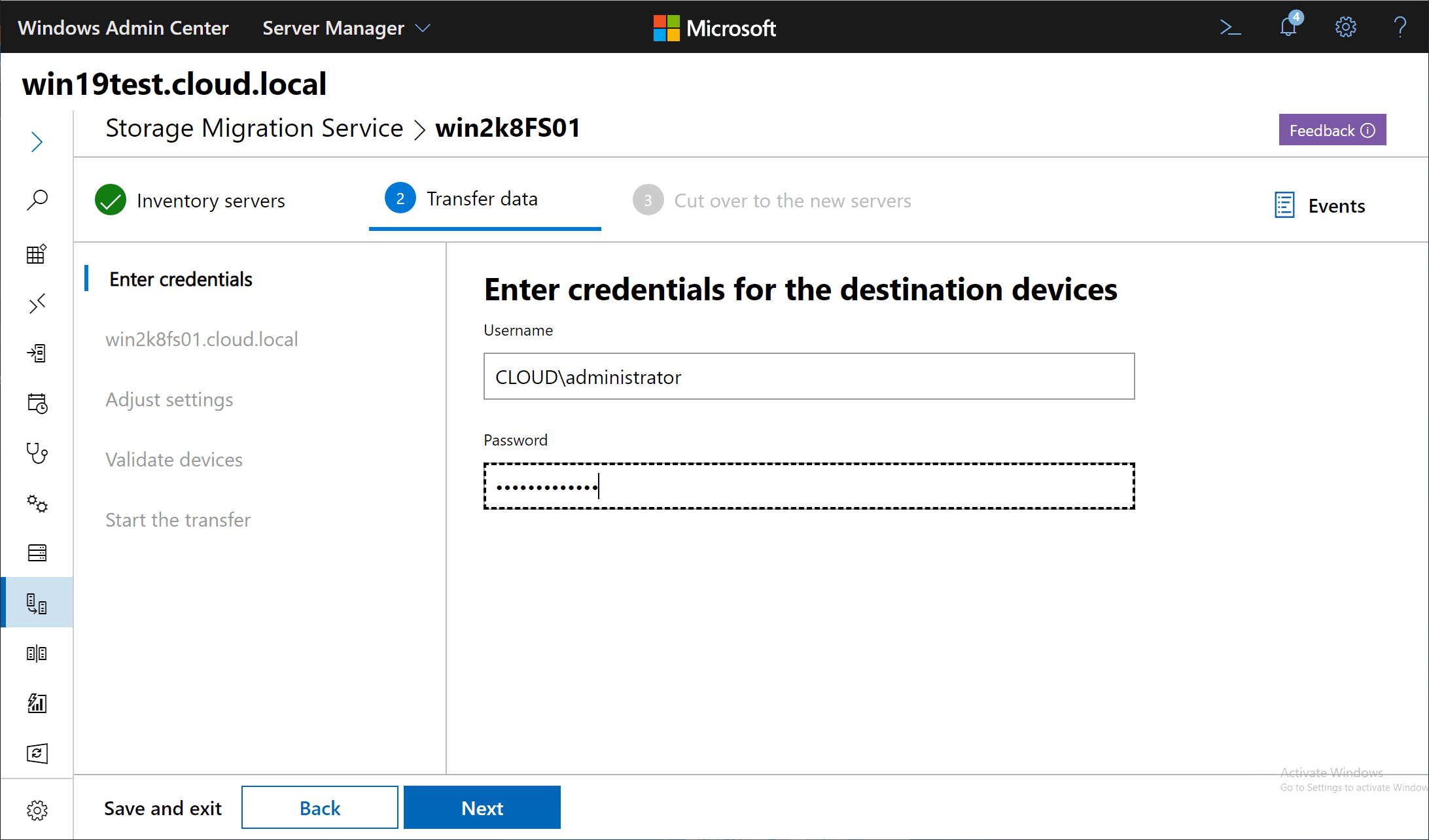 Enter-credentials-for-the-destination-Windows-Server-2019-machine