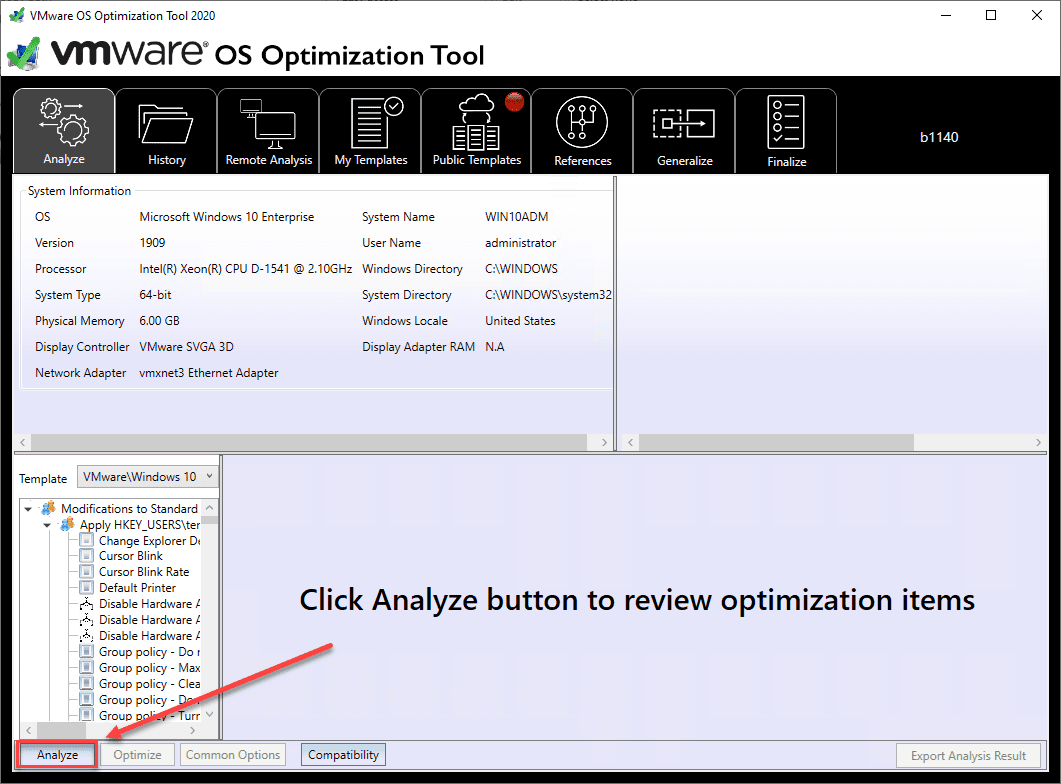 Launching-the-VMware-OS-Optimization-Tool-and-analyzing-for-optimizations