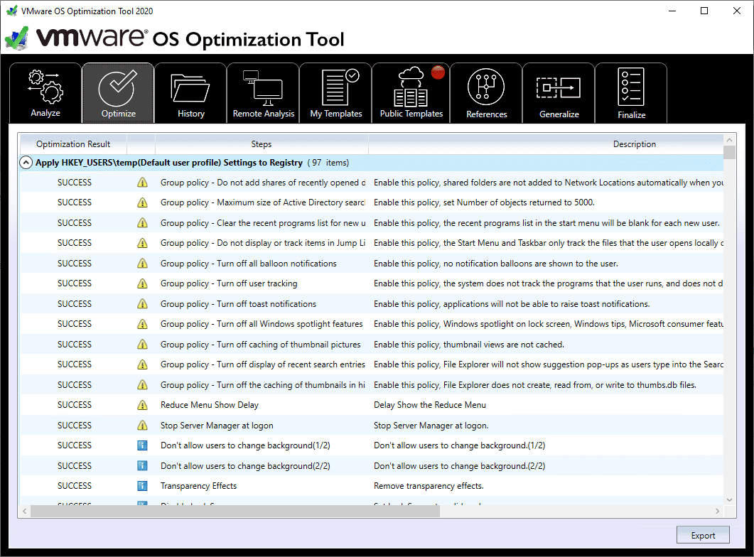 Optimization-result-after-applying-the-recommendations-using-the-VMware-OS-Optimization-Tool