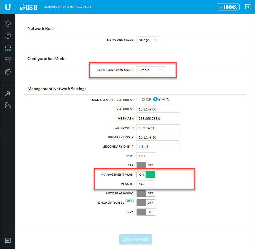 Ubiquiti-NanoBeam-5AC-Gen2-Bridge-VLAN-Configuration