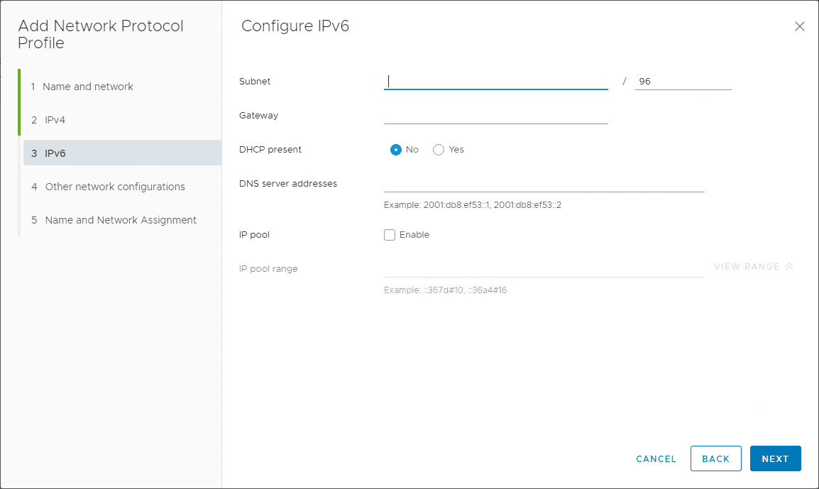 Network-protocol-profile-IPv6-configuration