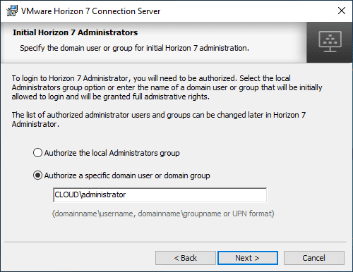 Authorize-a-domain-user-or-group-as-Horizon-administrators