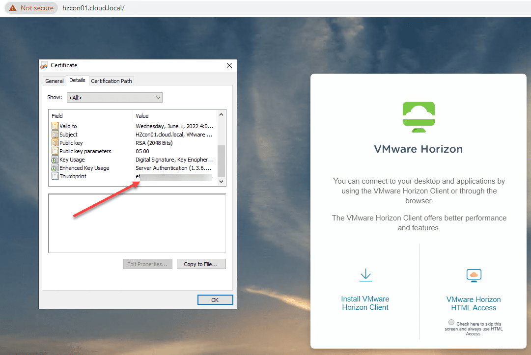Getting-certificate-information-from-your-Horizon-Connection-Server