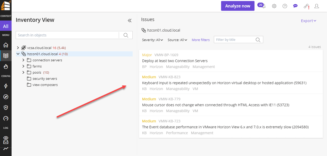 Horizon-issues-analysis-in-Runecast-Analyzer