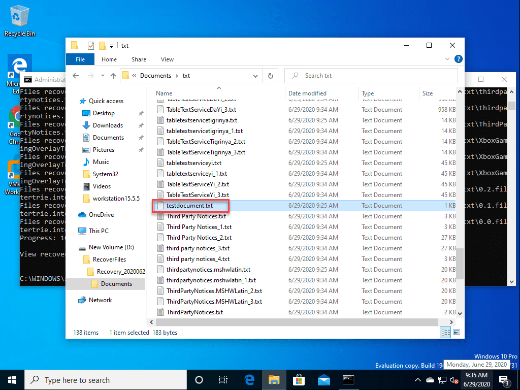 Windows 10 v2004 recover deleted files with Windows File Recovery App