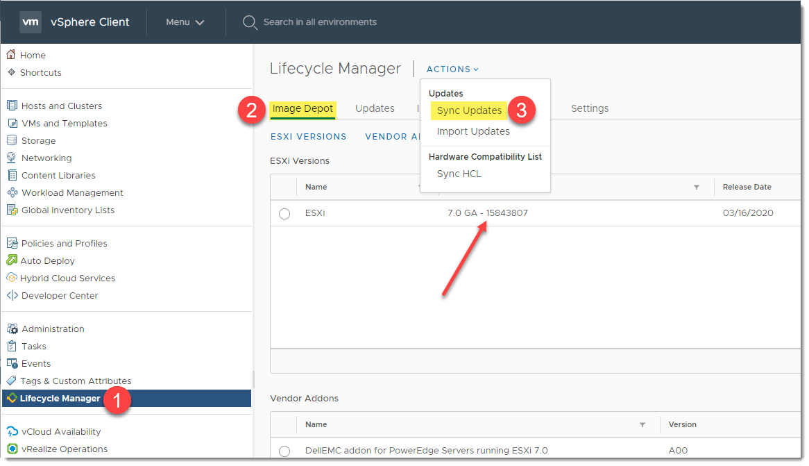 Running-the-Sync-Updates-command-in-vSphere-Lifecycle-Manager-vLCM