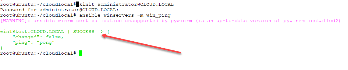 Ansible-win_ping-successfully-connects-to-the-target-Windows-Server