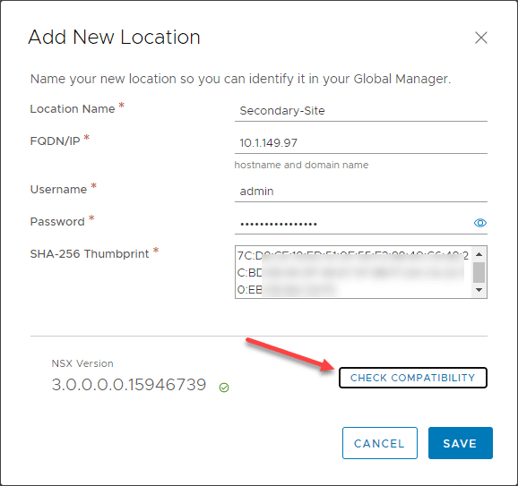 Enter-connection-information-for-the-NSX-Manager-and-check-compatibility