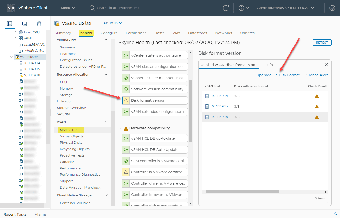 Checking-the-on-disk-format-version-to-kick-off-the-vSAN-on-disk-format-upgrade-to-vSAN-7.0