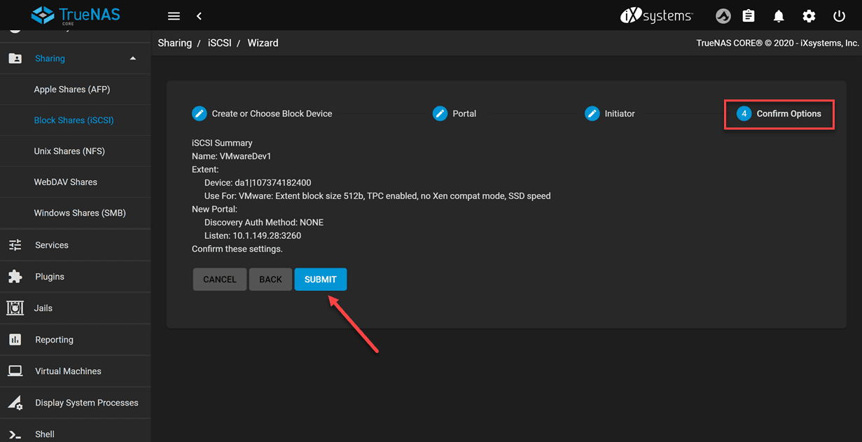 Confirming-the-iSCSI-options