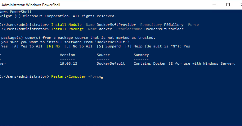 Installing-the-MsftDockerProvider-and-Docker