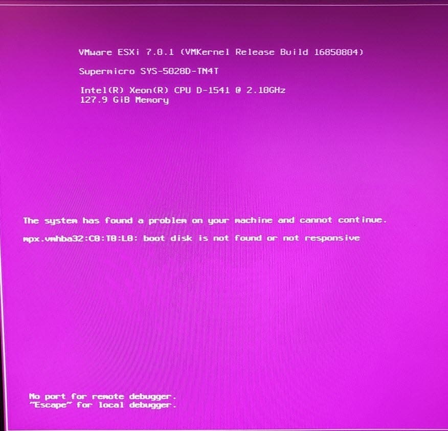 VMware-ESXi-7-Update-1-Boot-Disk-is-not-Found