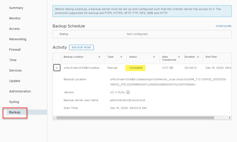 vCenter-Server-Backup-to-Windows-file-share-completed-successfully-1