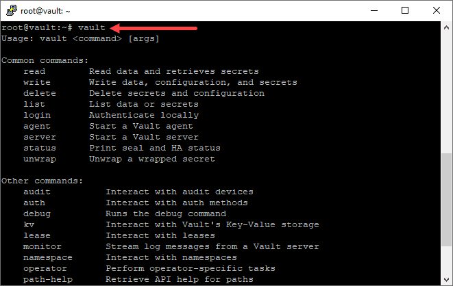 Verifying the vault executable works