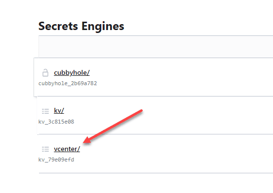 After creating the new secrets engine and checking this in the hashicorp vault ui