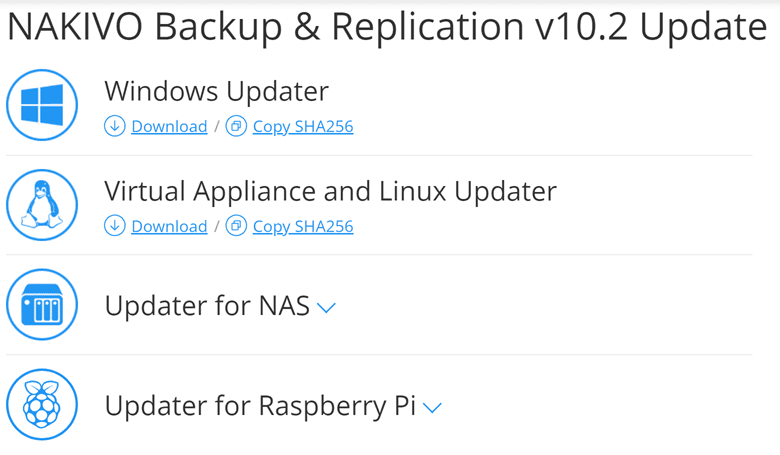 Downloading the nakivo backup and replication v10.2 update