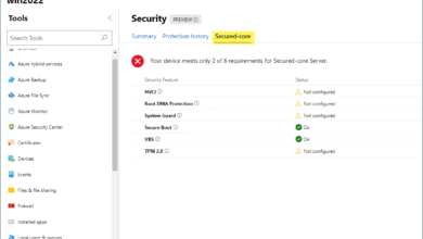 Viewing secured core recommendations in windows admin center preview 2012