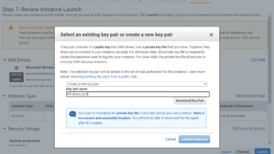 Selecting an existing aws key pair or creating a new one during windows aws ec2 launch