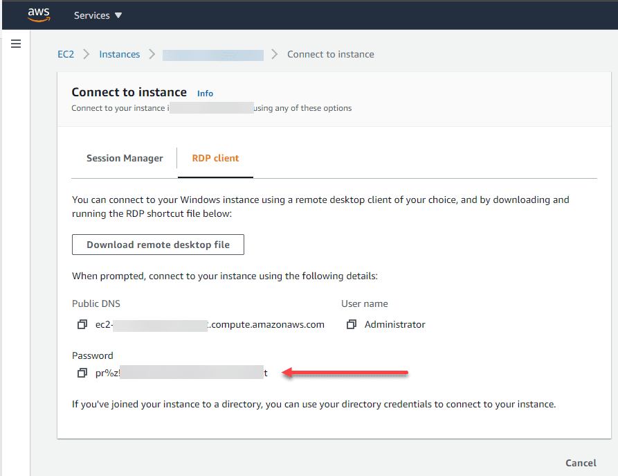 The aws ec2 windows instance default password is decrypted and displayed in clear text