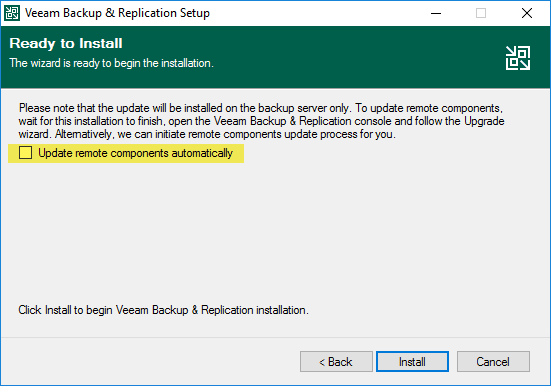 Update remote coponents automatically option with veeam backup and replication v11