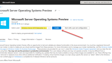 Choosing to create a new windows server 2019 datacenter azure edition vm