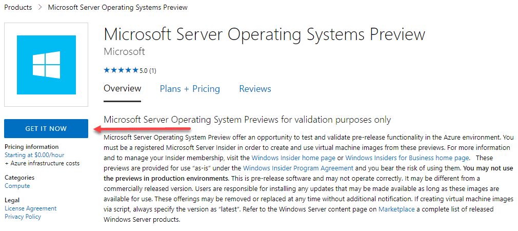 Getting started accessing the microsoft server operating systems preview for azure
